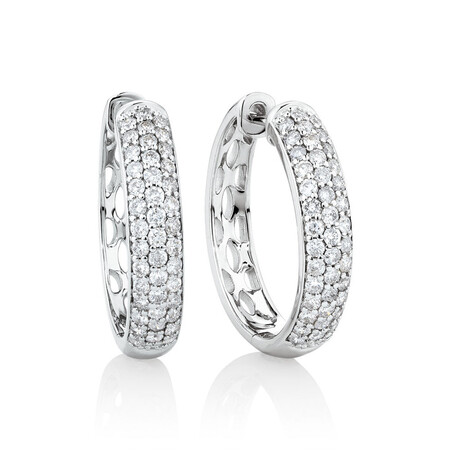Huggie Earrings With 0.80 Carat TW Of Diamonds In 10ct White Gold Huggie Earrings With 0.80 Carat TW Of Diamonds In 10ct White Gold