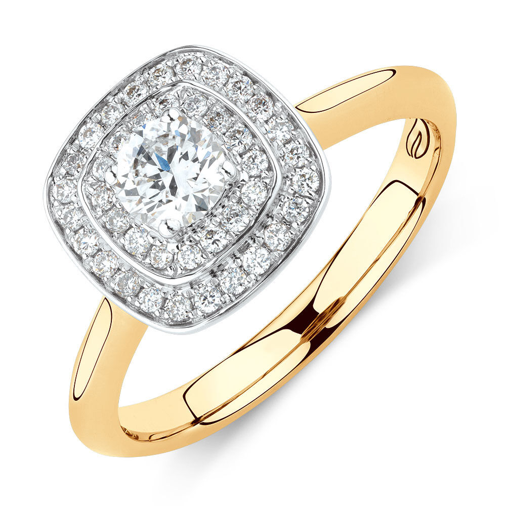 Whitefire Engagement Ring with 1/2 Carat TW of Diamonds in 18ct White & Yellow Gold & 22ct Yellow Gold