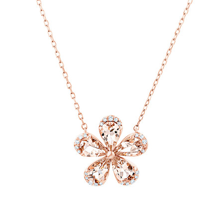 Flower Pendant with Morganite And Diamonds in 10ct Rose Gold Flower Pendant with Morganite And Diamonds in 10ct Rose Gold