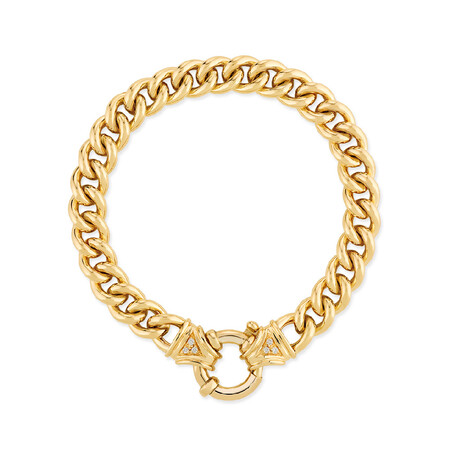 20cm (7") Diamond Set Curb Bracelet in 10kt Yellow Gold 20cm (7") Diamond Set Curb Bracelet in 10kt Yellow Gold