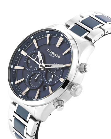 Solar Powered Men's Watch with Blue Tone in Stainless Steel Solar Powered Men's Watch with Blue Tone in Stainless Steel