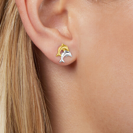 Stud Earrings in 10ct Yellow & White Gold Stud Earrings in 10ct Yellow & White Gold