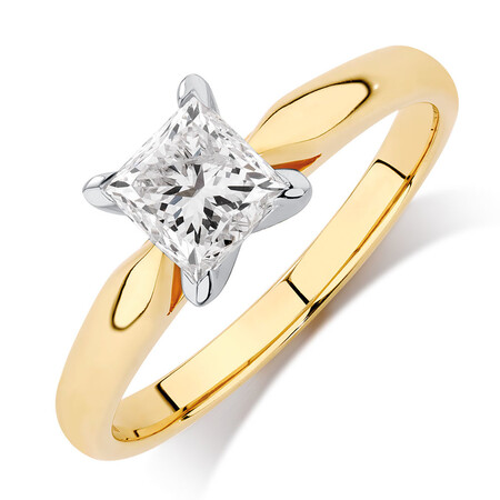 Evermore Solitaire Engagement Ring with 1 Carat TW Diamond in 14ct Yellow & White Gold Evermore Solitaire Engagement Ring with 1 Carat TW Diamond in 14ct Yellow & White Gold