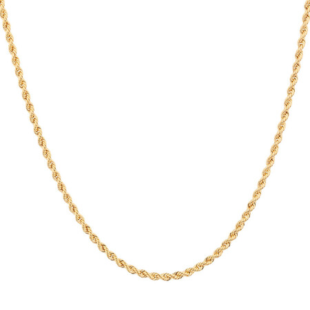 50cm (20") Hollow Rope Chain in 10ct Yellow Gold 50cm (20") Hollow Rope Chain in 10ct Yellow Gold