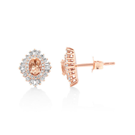 Ballerina Stud Earrings with Morganite & 0.50 Carat TW Of Diamonds in 10kt Rose Gold Ballerina Stud Earrings with Morganite & 0.50 Carat TW Of Diamonds in 10kt Rose Gold