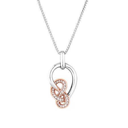 Small Knots Pendant with 0.13 Carat TW of Diamonds in Sterling Silver & 10kt Rose Gold
