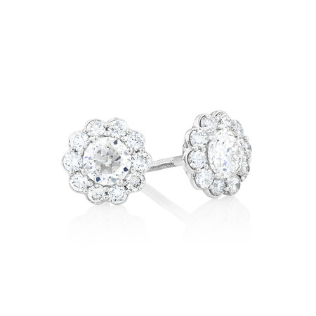 Halo Stud Earrings with 1 Carat TW of Diamonds in 14ct White Gold Halo Stud Earrings with 1 Carat TW of Diamonds in 14ct White Gold
