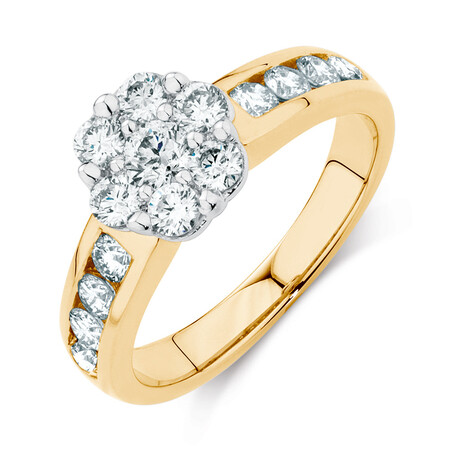 Engagement Ring with 1 Carat TW of Diamonds in 18ct Yellow & White Gold