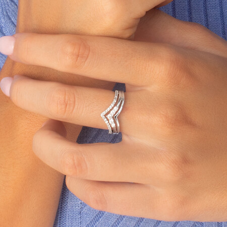 Chevron Ring with 0.34 Carat TW of Diamonds in 10kt White Gold Chevron Ring with 0.34 Carat TW of Diamonds in 10kt White Gold
