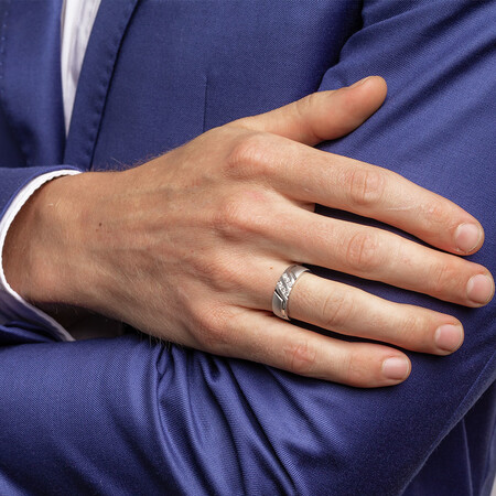 Men's Ring with 1/4 Carat TW of Diamonds in 10ct White Gold Men's Ring with 1/4 Carat TW of Diamonds in 10ct White Gold