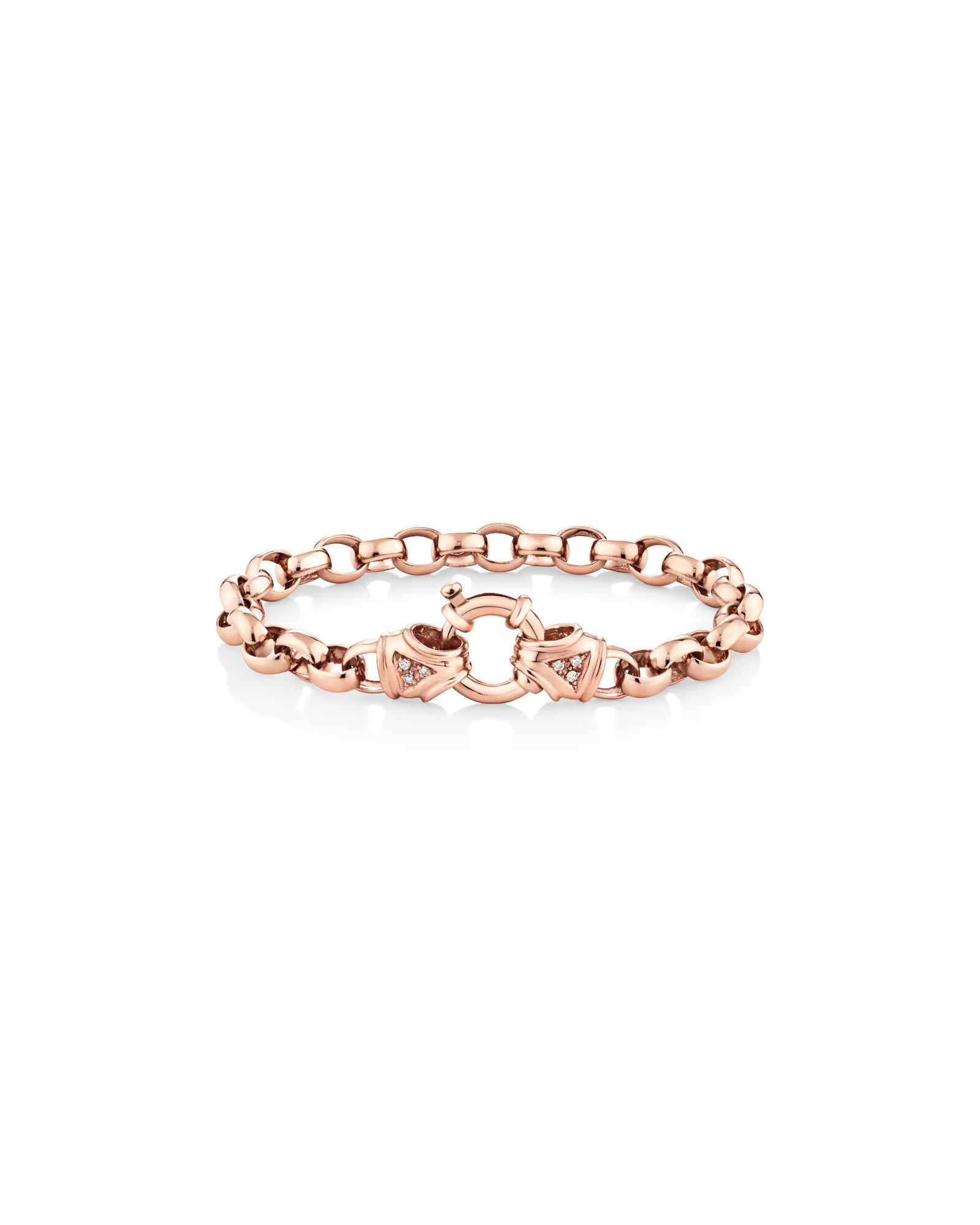 Diamond Set Belcher Bracelet in 10ct Rose Gold