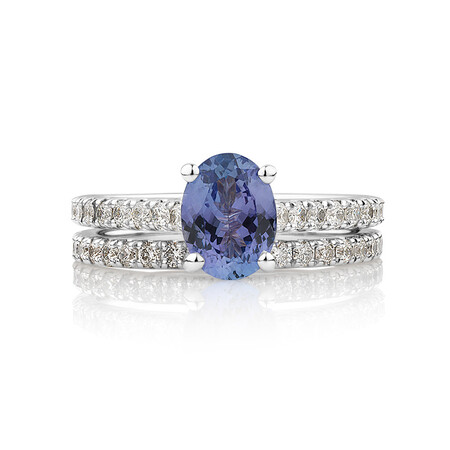 Bridal Set with 0.69 Carat TW of Diamonds & Tanzanite in 14ct White Gold Bridal Set with 0.69 Carat TW of Diamonds & Tanzanite in 14ct White Gold