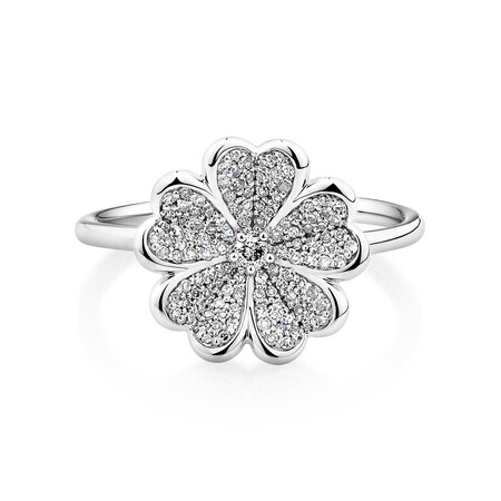 Flower Ring with 0.25 Carat TW of Diamonds in Sterling Silver Flower Ring with 0.25 Carat TW of Diamonds in Sterling Silver