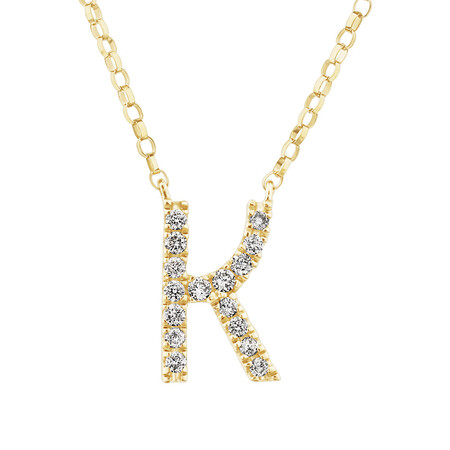 "K" Initial Necklace with 0.10 Carat TW of Diamonds in 10kt Yellow Gold "K" Initial Necklace with 0.10 Carat TW of Diamonds in 10kt Yellow Gold