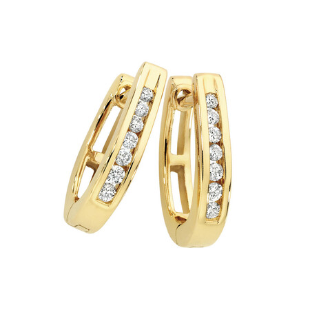 Huggie Earrings with 0.33 Carat TW of Diamonds in 10ct Yellow Gold Huggie Earrings with 0.33 Carat TW of Diamonds in 10ct Yellow Gold