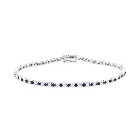 Tennis Bracelet with Natural Sapphire & 1 Carat TW of Diamonds in 10ct White Gold Tennis Bracelet with Natural Sapphire & 1 Carat TW of Diamonds in 10ct White Gold