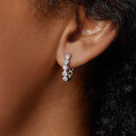 Bubble Huggie Earrings with 0.25 Carat TW of Diamonds in 10ct White Gold Bubble Huggie Earrings with 0.25 Carat TW of Diamonds in 10ct White Gold