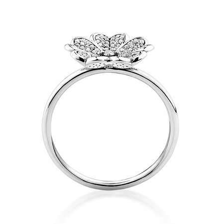 Flower Ring with 0.25 Carat TW of Diamonds in Sterling Silver Flower Ring with 0.25 Carat TW of Diamonds in Sterling Silver