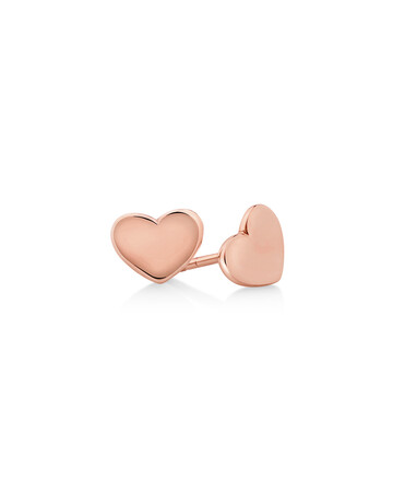 Polished Heart Stud Earrings In 10ct Rose Gold Polished Heart Stud Earrings In 10ct Rose Gold