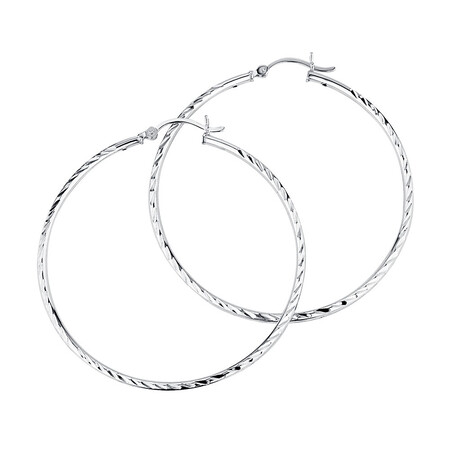 50mm Hoop Earrings in Sterling Silver 50mm Hoop Earrings in Sterling Silver
