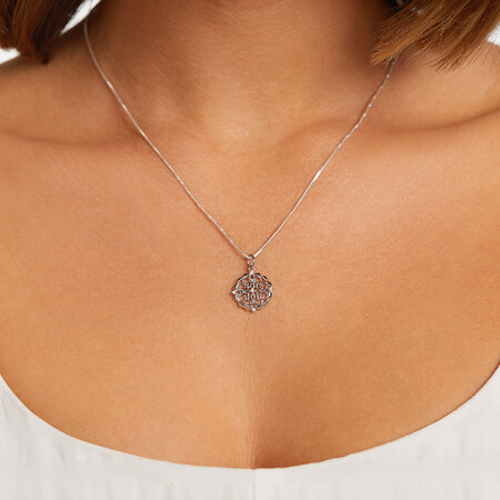 Filigree Pendant with Diamonds in Sterling Silver Filigree Pendant with Diamonds in Sterling Silver