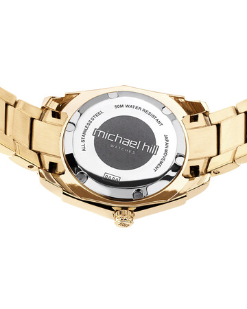 Ladies Mother of Pearl Watch with 0.25 Carat TW of Diamonds in Gold Tone Stainless Steel Ladies Mother of Pearl Watch with 0.25 Carat TW of Diamonds in Gold Tone Stainless Steel