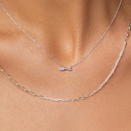 Arrow Necklace with Diamonds in Sterling Silver Arrow Necklace with Diamonds in Sterling Silver