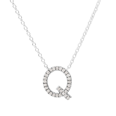 Q Initial Necklace with 0.10 Carat TW of Diamonds in 10kt White Gold