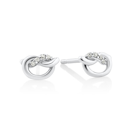 Mini Knot Stud Earrings with Diamonds in Sterling Silver Mini Knot Stud Earrings with Diamonds in Sterling Silver