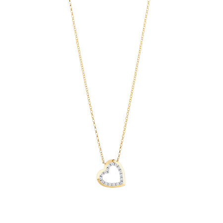 Heart Necklace With 0.10 Carat TW Diamonds In 10ct Yellow Gold