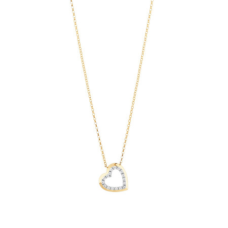 Heart Necklace With 0.10 Carat TW Diamonds In 10ct Yellow Gold Heart Necklace With 0.10 Carat TW Diamonds In 10ct Yellow Gold