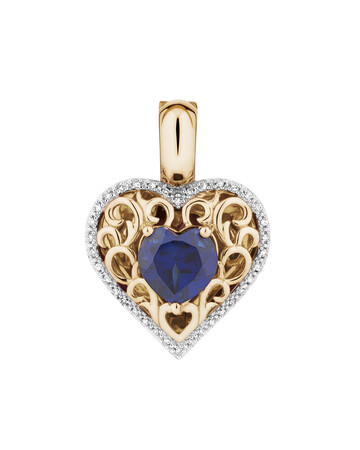 Heart Enhancer with Laboratory Created Sapphire & Natural Diamonds in 10kt Yellow Gold Heart Enhancer with Laboratory Created Sapphire & Natural Diamonds in 10kt Yellow Gold