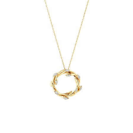 Small Willow Pendant with Diamonds in 10kt Yellow Gold Small Willow Pendant with Diamonds in 10kt Yellow Gold