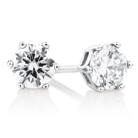 Stud Earrings with Cubic Zirconia in Sterling Silver Stud Earrings with Cubic Zirconia in Sterling Silver