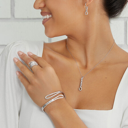 Double Row Loop Ring In Sterling Silver Double Row Loop Ring In Sterling Silver