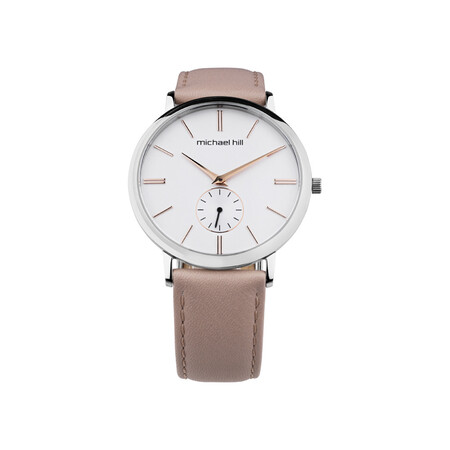 Ladies Watch in Silver Tone Stainless Steel & Peach Leather Ladies Watch in Silver Tone Stainless Steel & Peach Leather