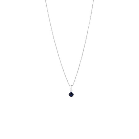 Pendant with a Laboratory Created Sapphire in Sterling Silver Pendant with a Laboratory Created Sapphire in Sterling Silver