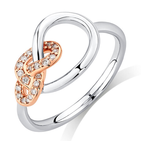 Knots Ring with 0.11 Carat TW of Diamonds in Sterling Silver & 10ct Rose Gold Knots Ring with 0.11 Carat TW of Diamonds in Sterling Silver & 10ct Rose Gold
