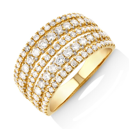 Multi Row Ring with 1.50 Carat TW Diamond in 14ct Yellow Gold Multi Row Ring with 1.50 Carat TW Diamond in 14ct Yellow Gold