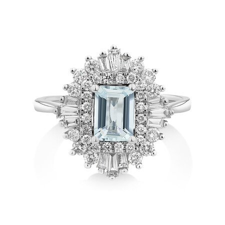 Aquamarine Ring with 0.75 Carat of Diamonds in 10ct White Gold Aquamarine Ring with 0.75 Carat of Diamonds in 10ct White Gold