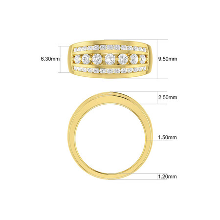 Three Row Ring with 1 Carat TW of Diamond in 10kt Yellow Gold Three Row Ring with 1 Carat TW of Diamond in 10kt Yellow Gold