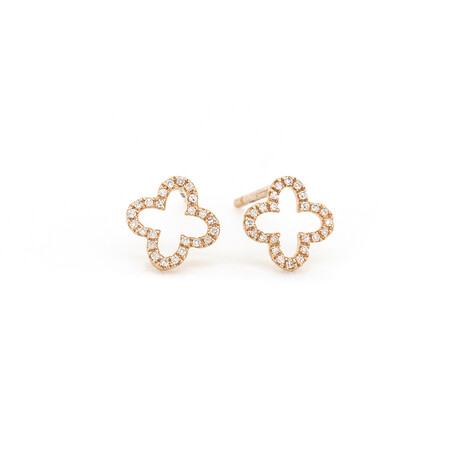 4 Leaf Clover Stud Earrings With Diamonds In 10kt Rose Gold 4 Leaf Clover Stud Earrings With Diamonds In 10kt Rose Gold