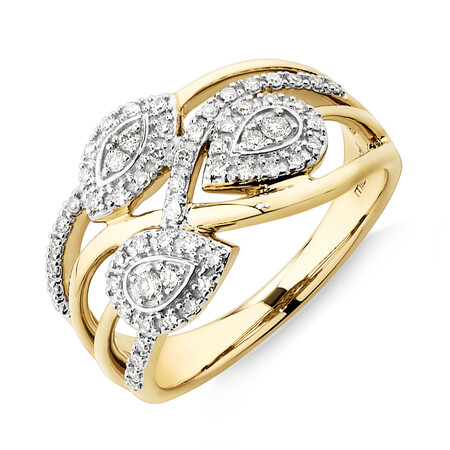 Fancy Cluster Ring with 0.30 Carat TW of Diamonds in 10kt Yellow Gold Fancy Cluster Ring with 0.30 Carat TW of Diamonds in 10kt Yellow Gold