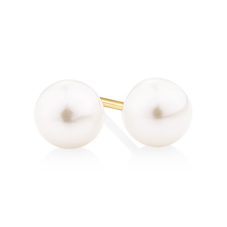Stud Earrings with 5mm Round Cultured Freshwater Pearl in 10kt Yellow Gold Stud Earrings with 5mm Round Cultured Freshwater Pearl in 10kt Yellow Gold