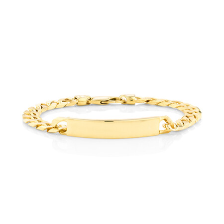 23cm (9.5") Flat Curb ID Bracelet In 10kt Yellow Gold 23cm (9.5") Flat Curb ID Bracelet In 10kt Yellow Gold