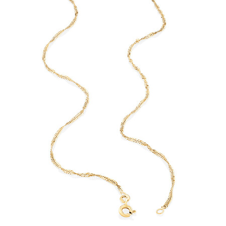 45cm (18") 1mm-1.5mm Width Hollow Singapore Chain in 10kt Yellow Gold 45cm (18") 1mm-1.5mm Width Hollow Singapore Chain in 10kt Yellow Gold