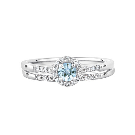 Evermore Bridal Set with Aquamarine & 0.20 Carat TW of Diamonds in 10ct White Gold Evermore Bridal Set with Aquamarine & 0.20 Carat TW of Diamonds in 10ct White Gold