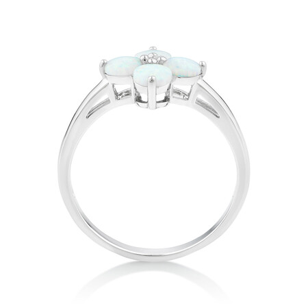 Created Opal Floral Ring in Sterling Silver Created Opal Floral Ring in Sterling Silver