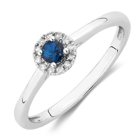Promise Ring with Sapphire & Diamonds in 10ct White Gold Promise Ring with Sapphire & Diamonds in 10ct White Gold