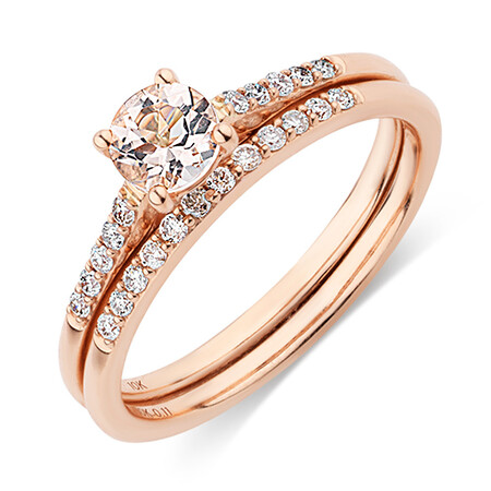 Evermore Bridal Set with Morganite & 0.20 Carat TW of Diamonds in 10ct Rose Gold Evermore Bridal Set with Morganite & 0.20 Carat TW of Diamonds in 10ct Rose Gold